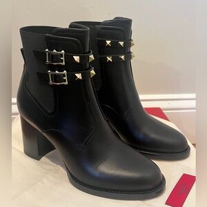 Valentino Black Heeled Boots with Buckle Detail